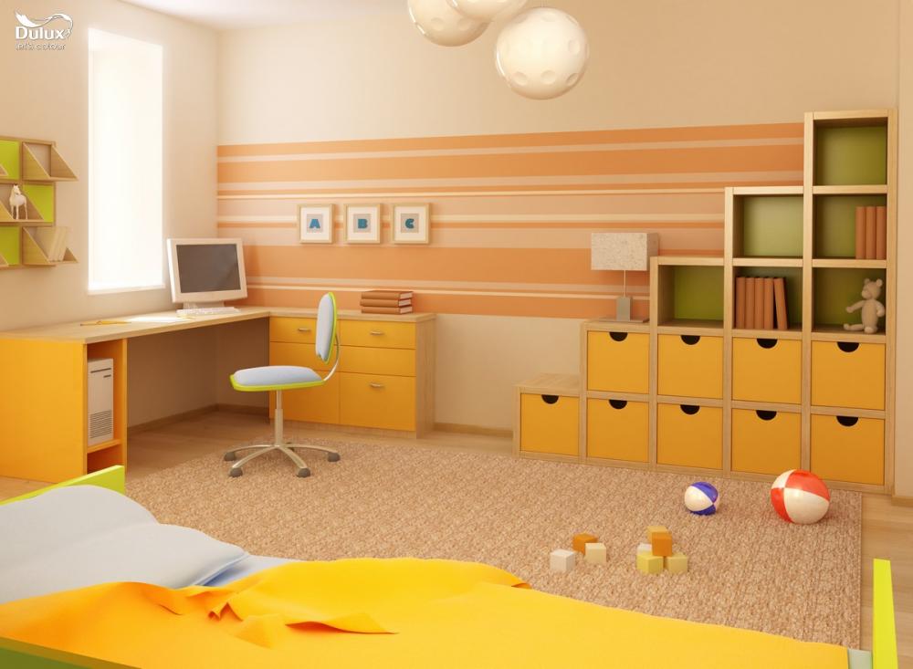 Trẻ mệnh Hỏa hợp với phòng được sơn màu nóng như đỏ hoặc cam
